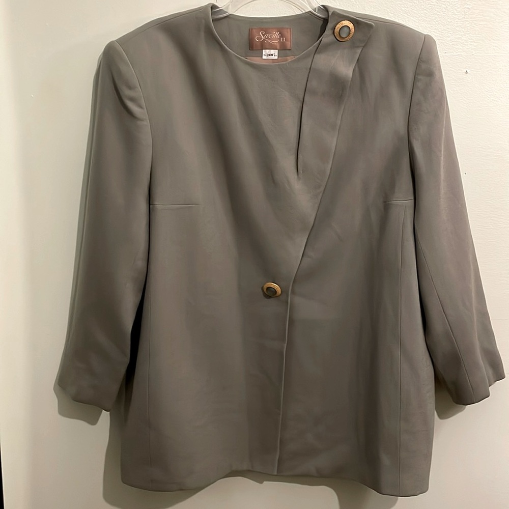 Vintage Saville II Olive Blazer w/ Over Shoulder Button, Gold Hardware, size 24W